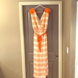 Jessica London orange and cream dress